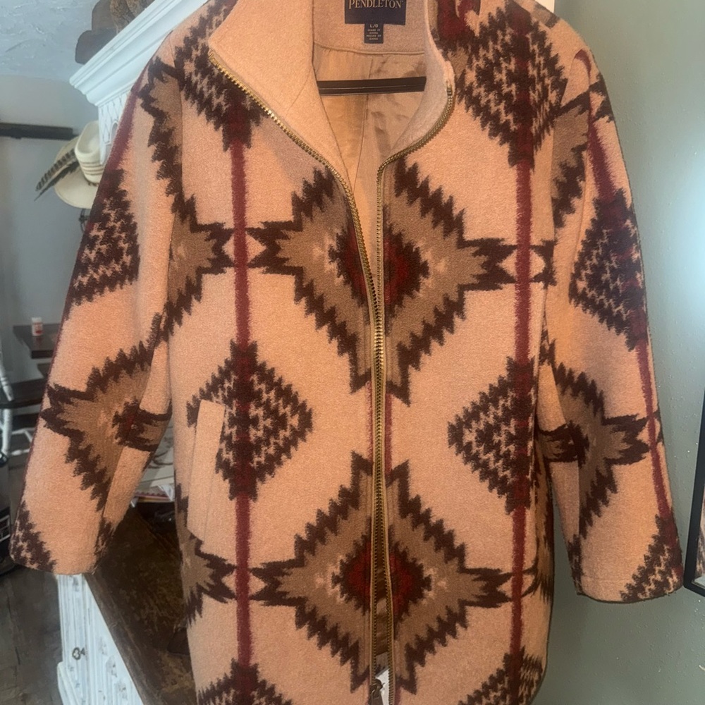 Pendleton Geometric Patterned Pea Coat - image 3